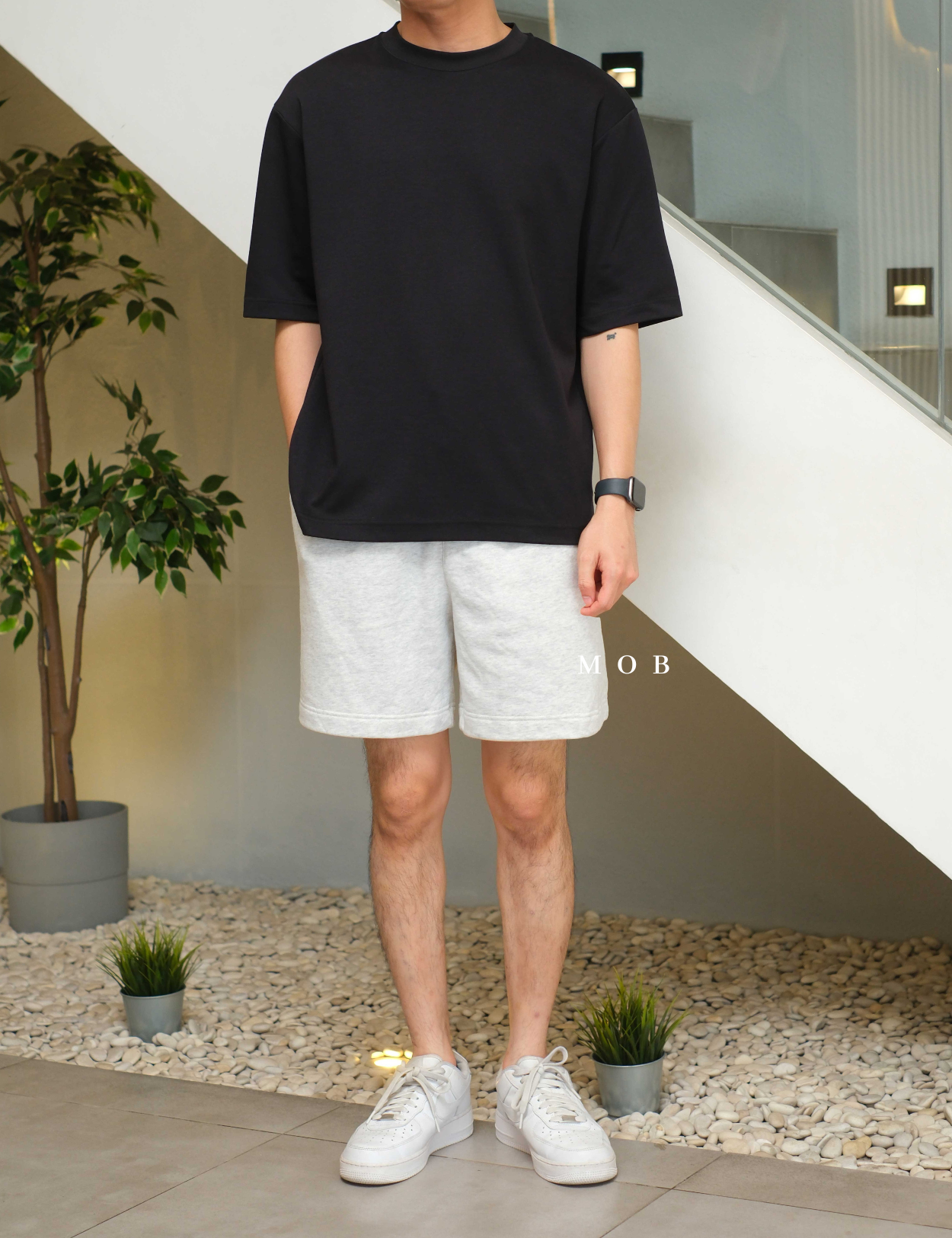 MODSR01001B Regular Pull On Track Shorts Grey Misty