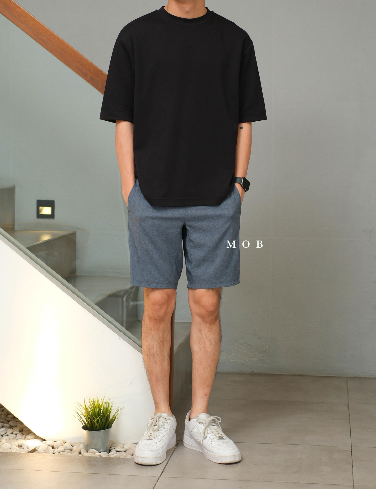 AIMSR02001 2 in 1 Shorts 9" Blue Grey