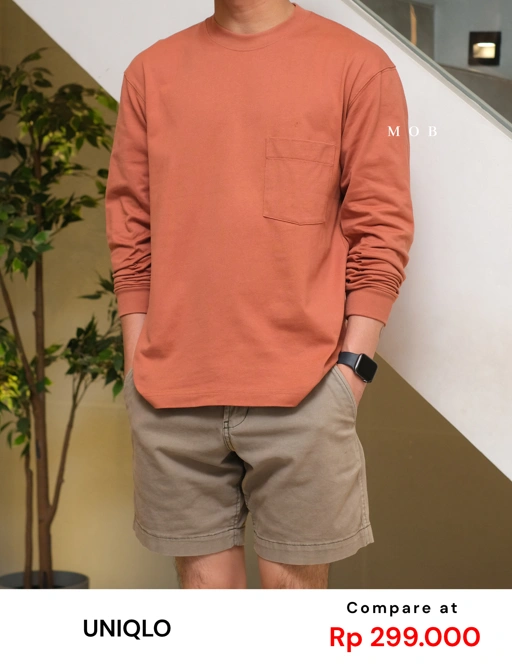 Image of UNQLST02002 Basic Crewneck LS Tee Terracotta