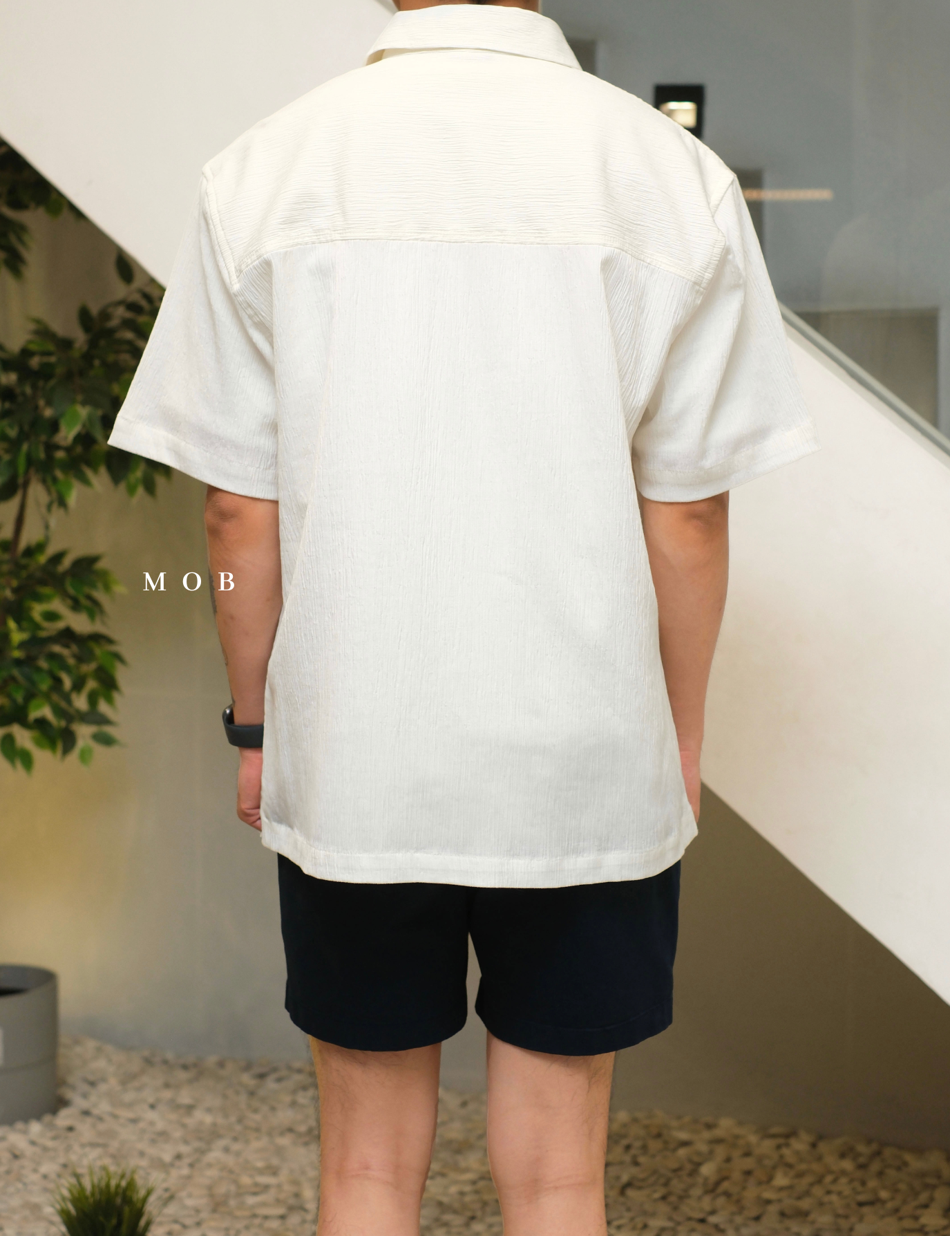 ICN01SSS001-001 Crinkled SS Shirt White 