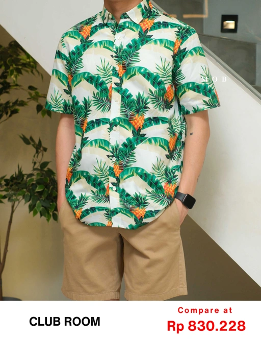 Image of CRSSS03007 Pineapple Tropical SS Shirt White