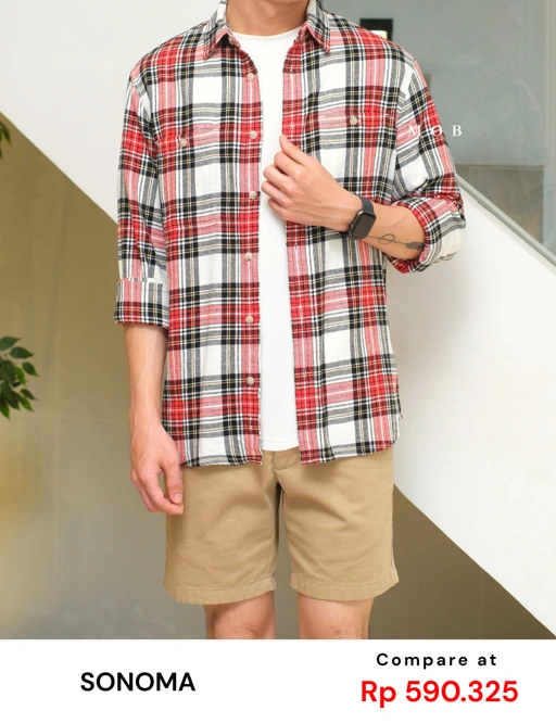 Image of SNMLSS01012 Super Soft Flannel LS Shirt Red White Black Plaid