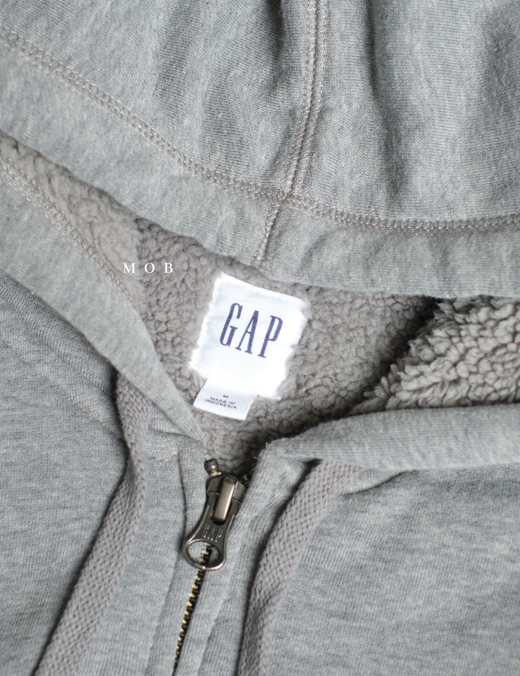 GPFZ02004 Logo Sherpa Lined Full Zip Hoodie Grey