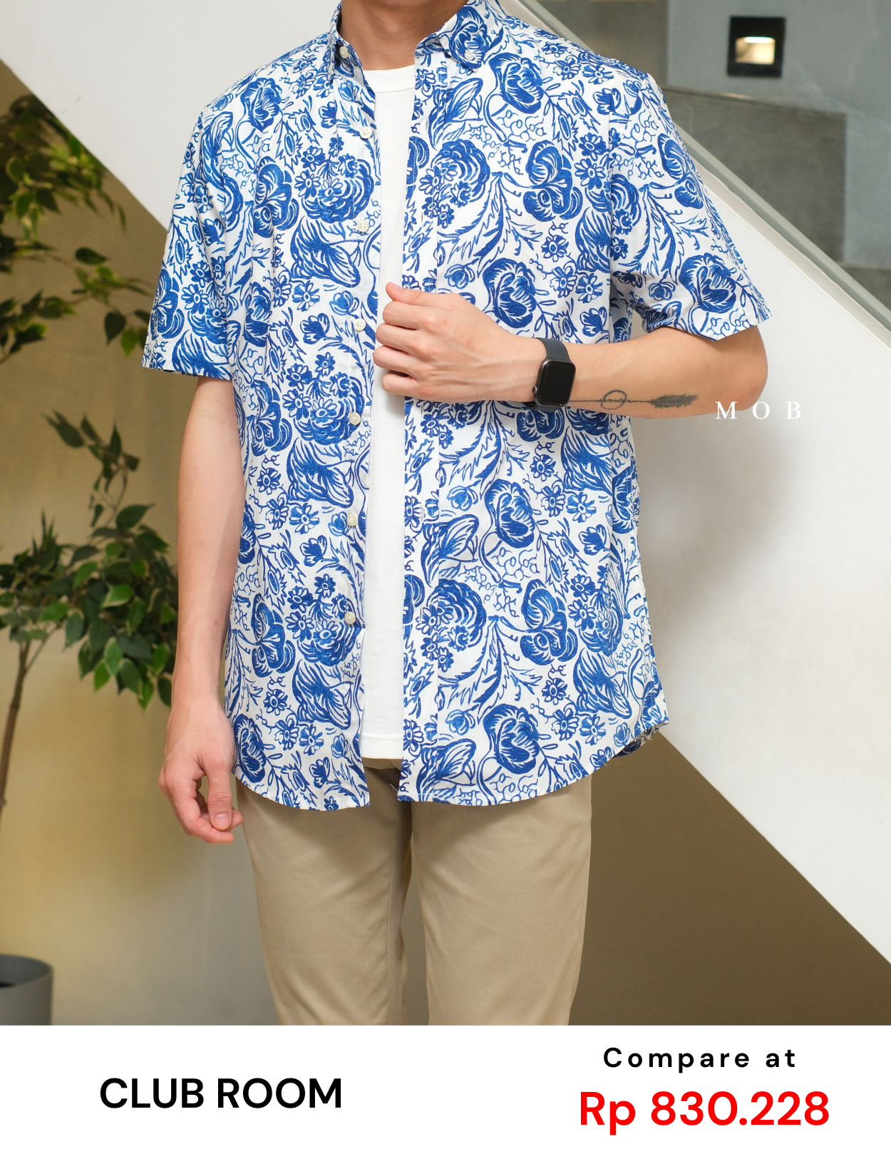 CLRSSS03012 Batik Pattern SS Shirt White