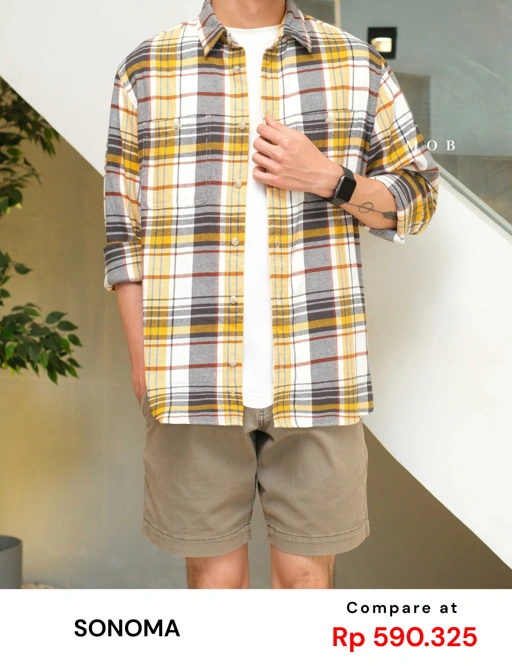 Image of SNMLSS01015 Super Soft Flannel LS Shirt Yellow White Black Plaid