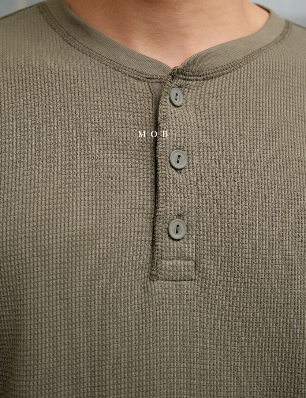 ONLST0902A Waffle Knit Henley Light Olive