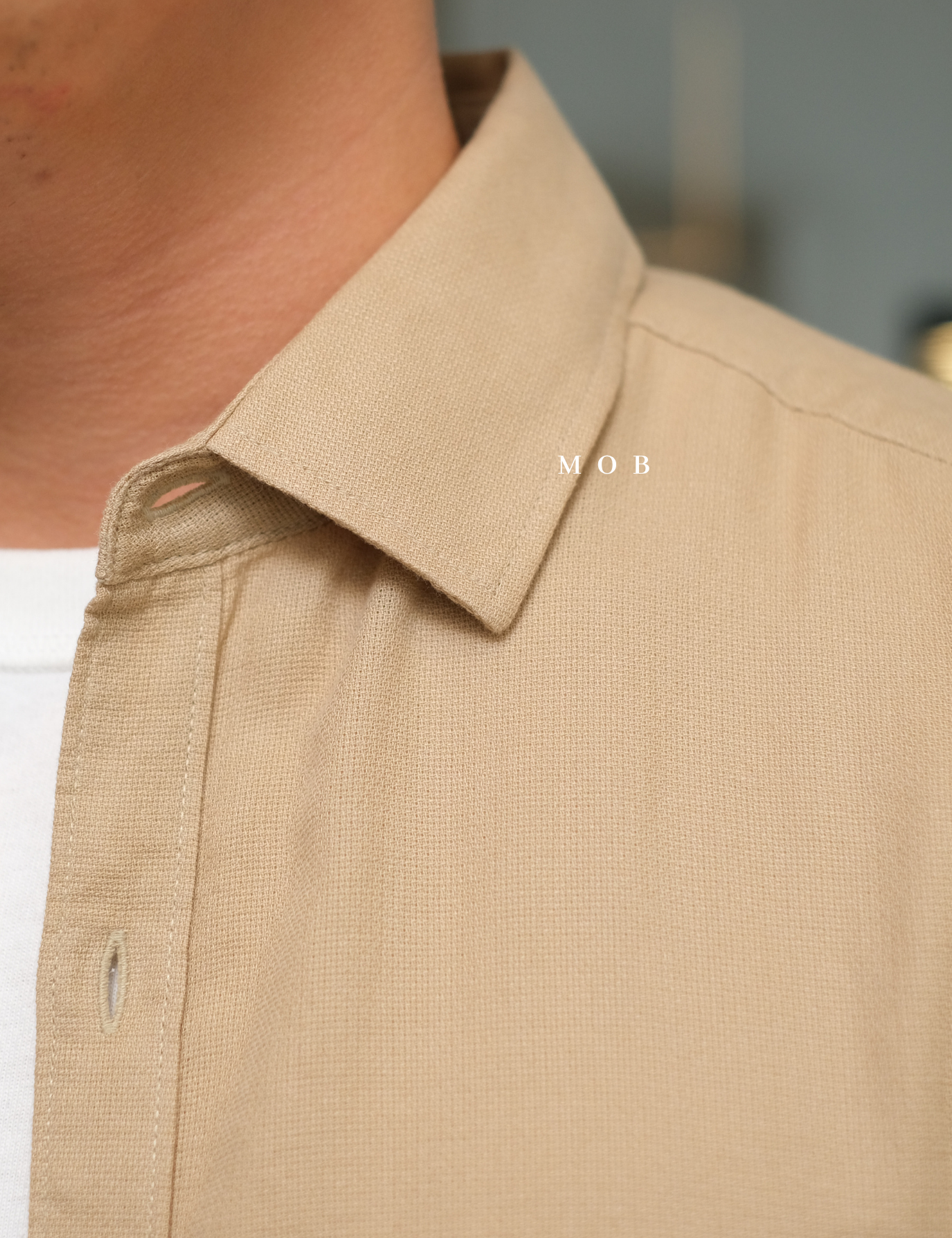 AFSSS01004A Solid Textured SS Shirt Khaki