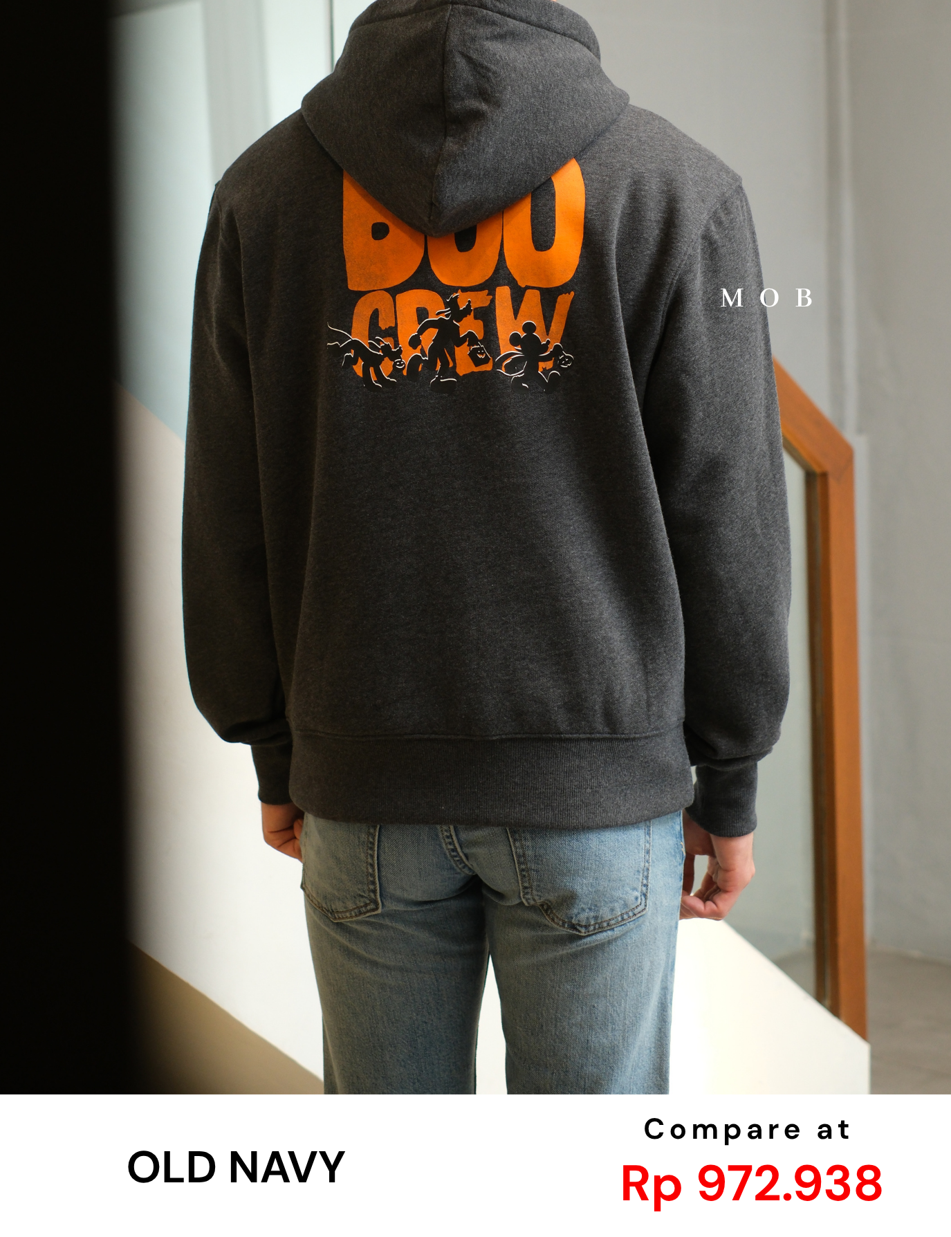 ONV01HDO002-001 Old Navy x Disney Mickey Boo Pullover Hoodie Dark Grey