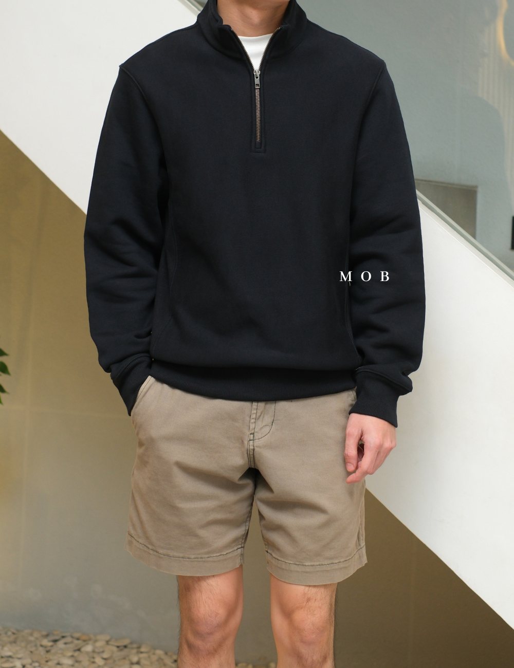 STSW05002B Basic Heavyweight 1/4 Zip Sweatshirt Black