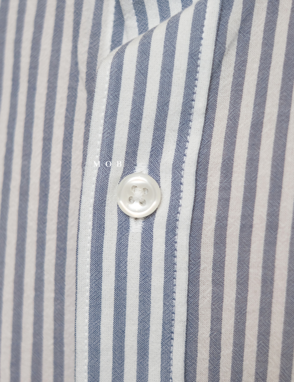 MSTLSS02014 Stand Collar LS Shirt White Grey Stripe 