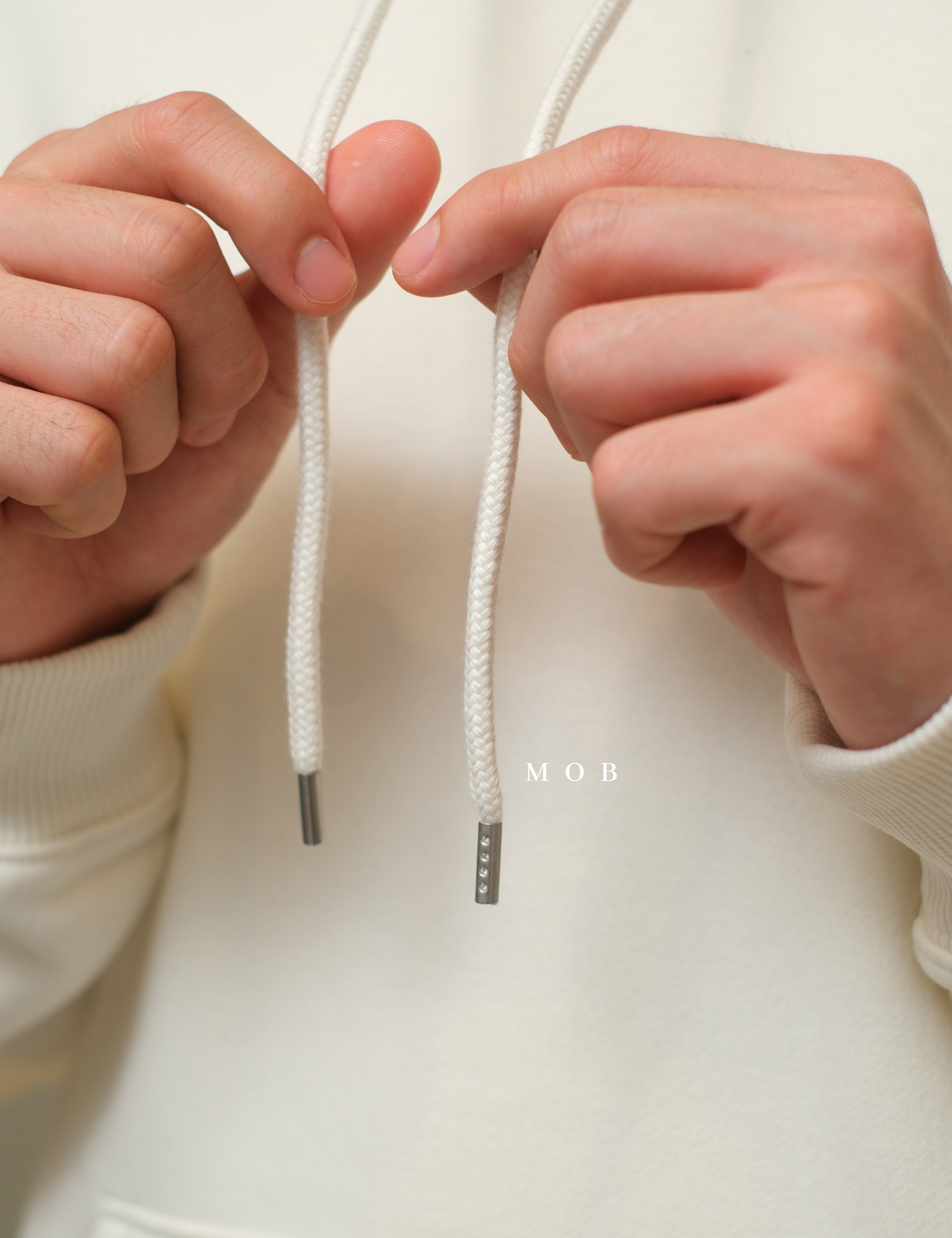 HMHOD04002 Loose Basic Pullover Hoodie Off White (V2)