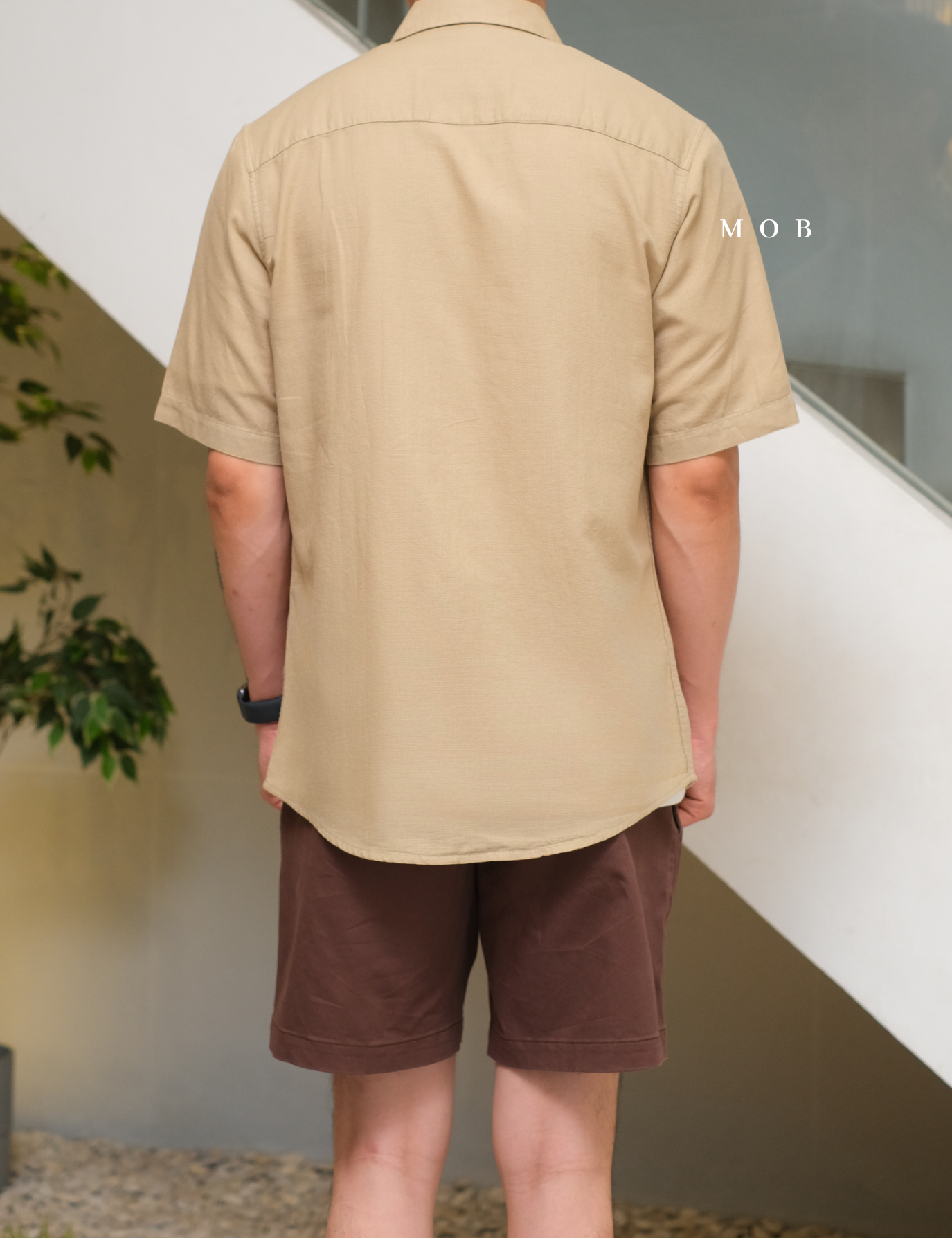 AFSSS01004A Solid Textured SS Shirt Khaki