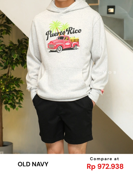 ONV01HDO003-001 Car Puerto Rico Pullover Hoodie Ivory White