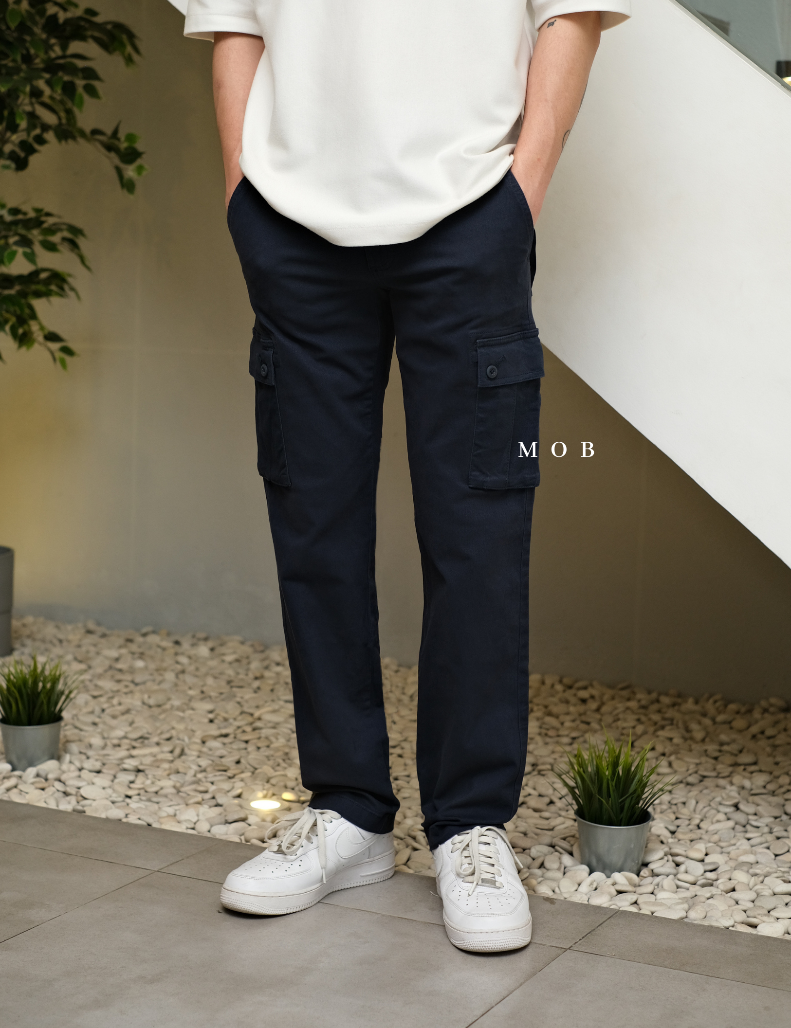 AZEPT05005 Straight Fit Cargo Pants Navy 
