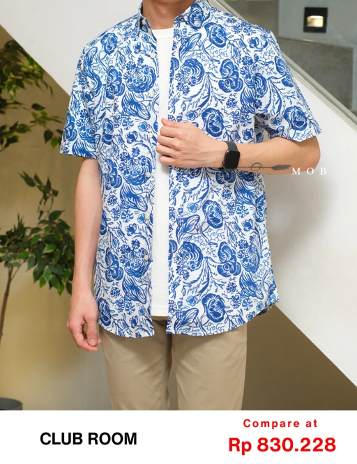 Image of CRSSS03012 Batik Pattern SS Shirt White
