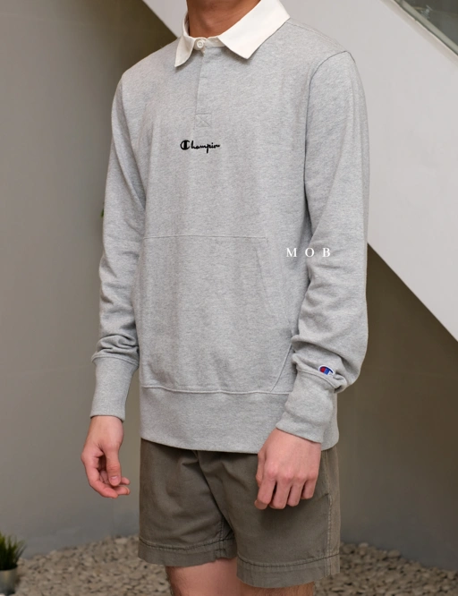 Image of CHMPLST08003A Kanga Pocket Rugby Shirt Grey