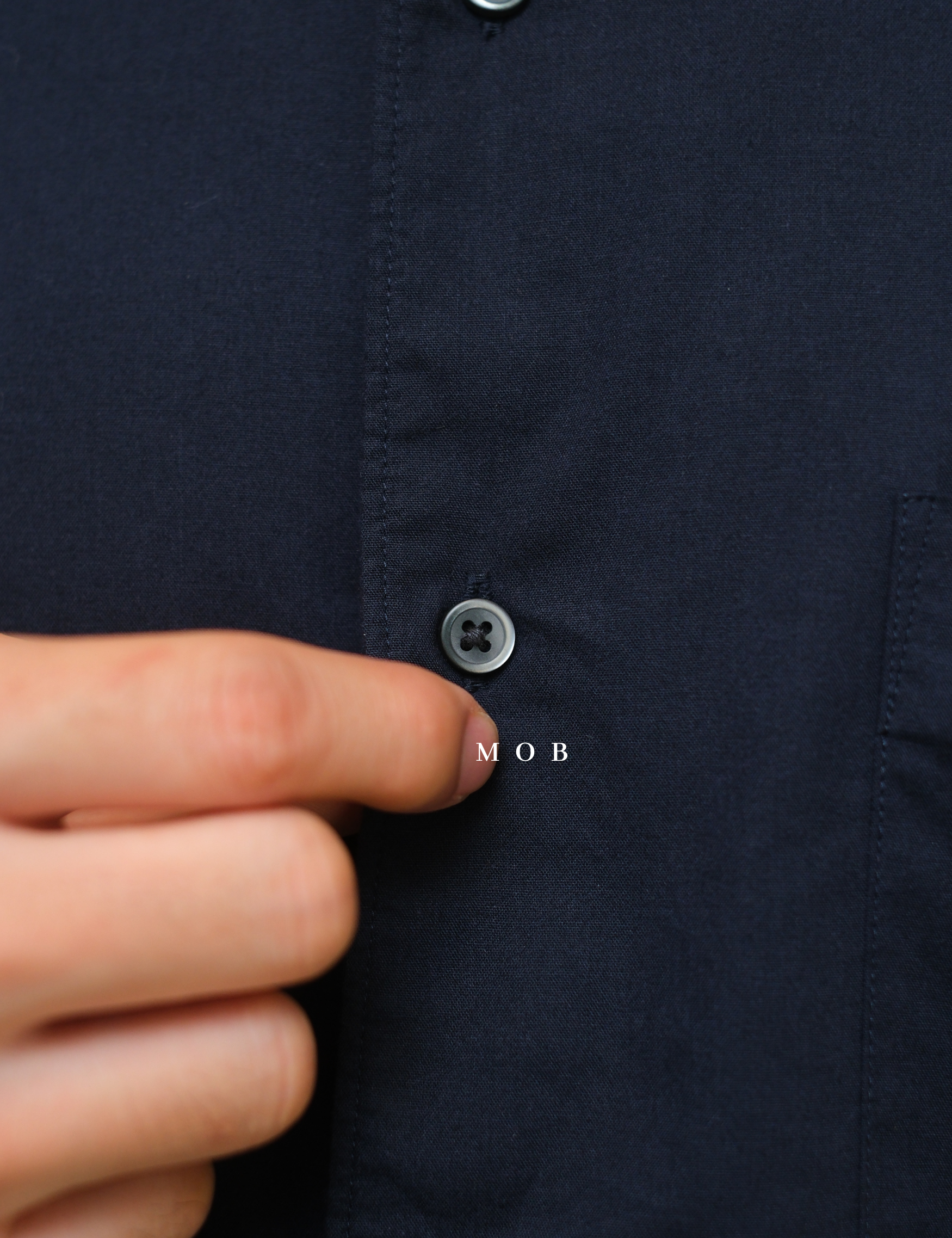 UNQSSS06001A Cotton STAND COLLAR SS Shirt Navy