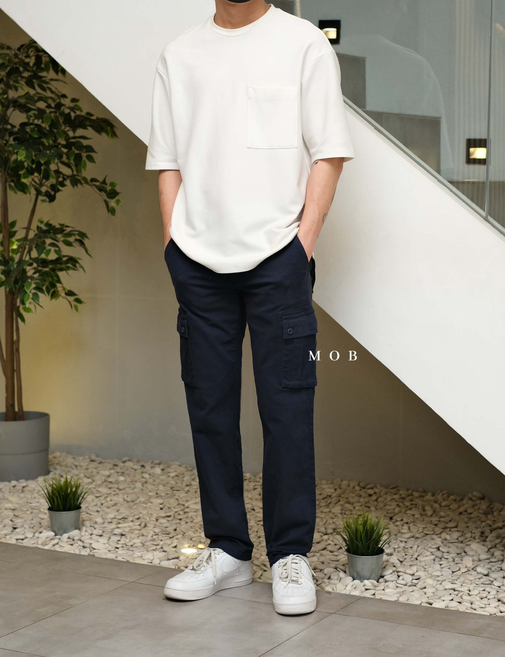AZEPT05005 Straight Fit Cargo Pants Navy 