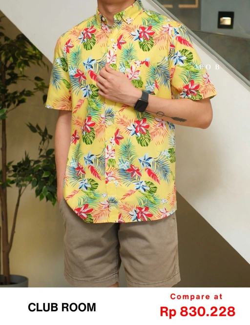Image of CRSSS03022 Monet Tropical SS Shirt Yellow