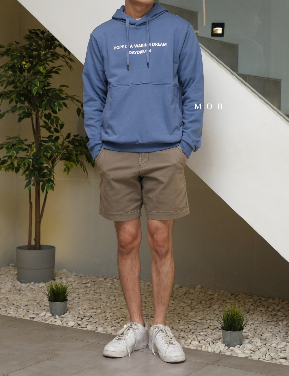 IBHOD01002 Lettering Pullover Hoodie Sky Blue