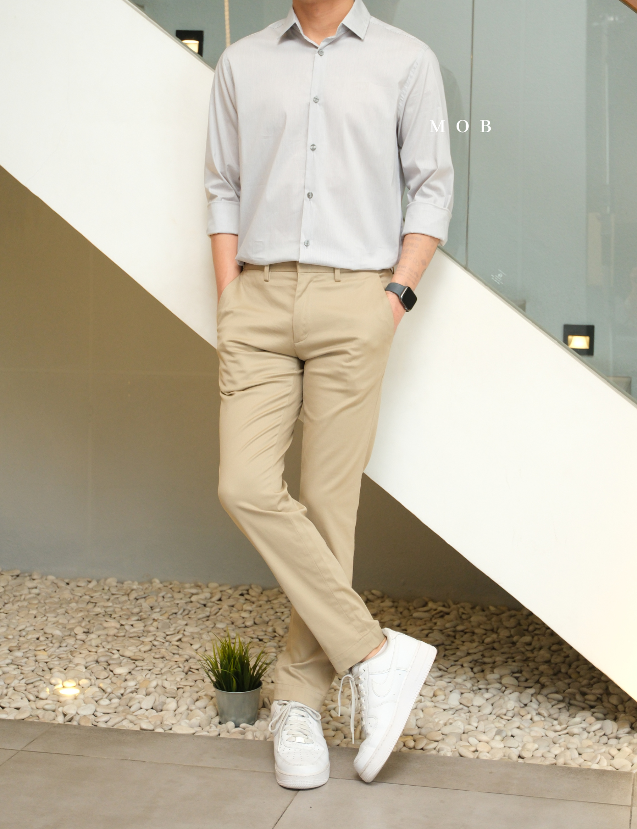 AFLSS01001B Regular Stripe LS Shirt White