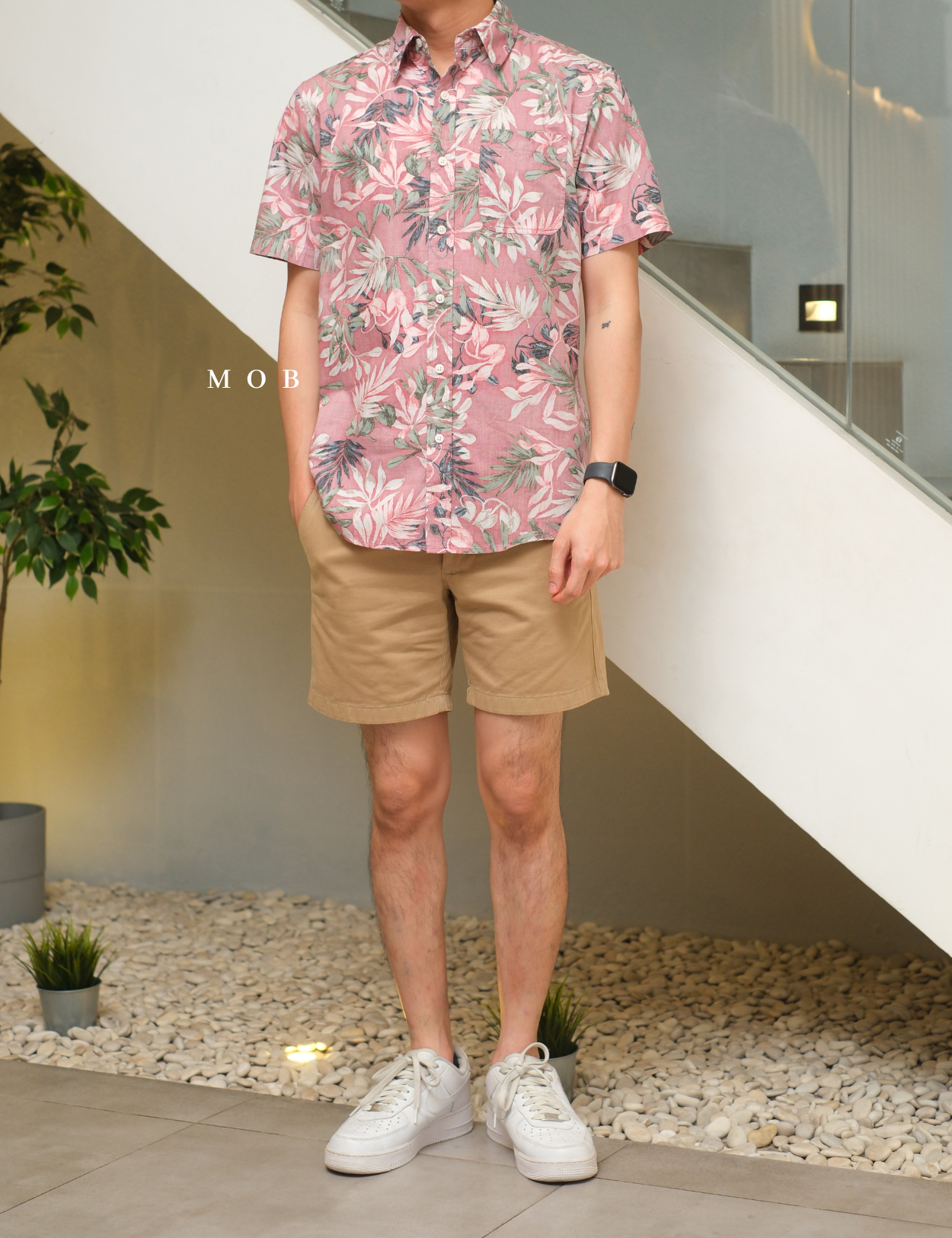 SUNSSS01002 Hans Tropical Floral SS Shirt Coral