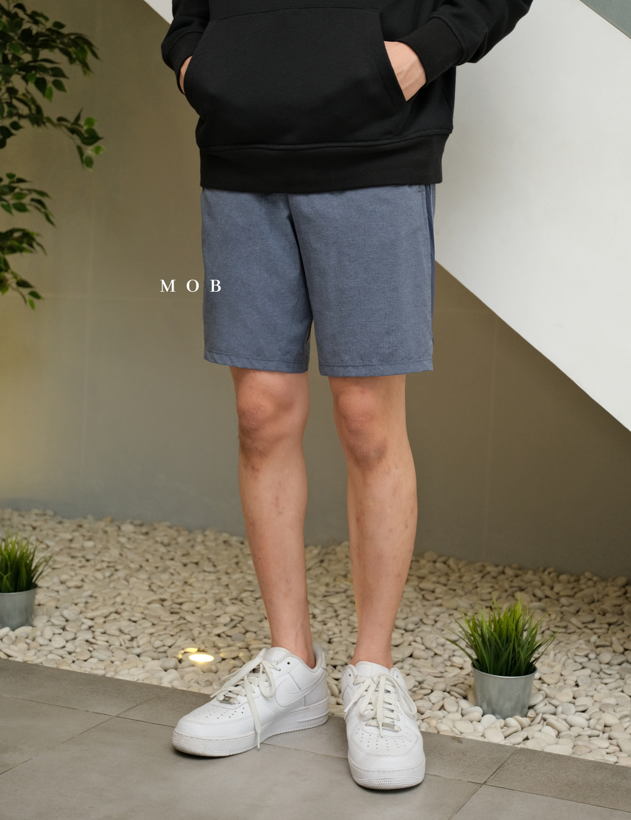 AIMSR02001 2 in 1 Shorts 9" Blue Grey