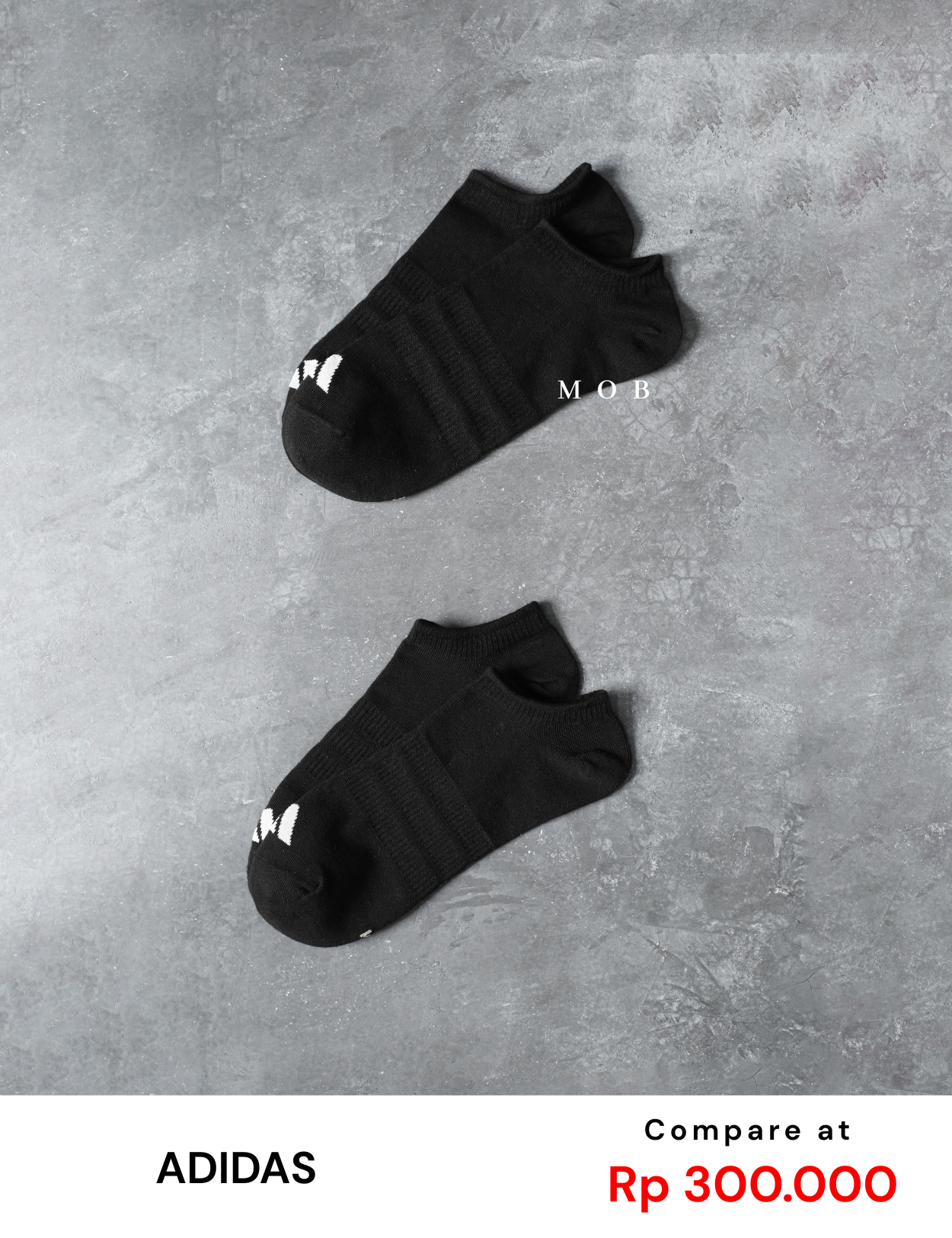 ADDSSO01005C Thin & Light Sportswear No Show Socks Black (2 PASANG)