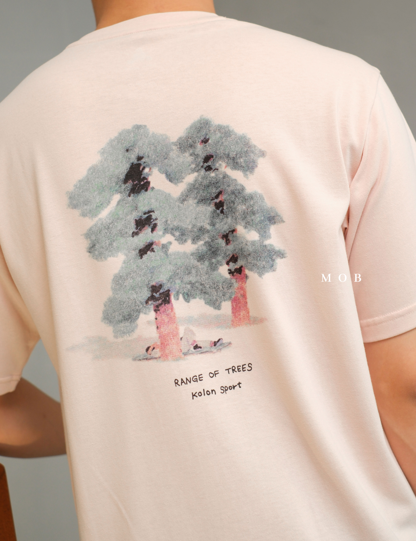 KOL01SST001-001 Kolon X Lee Kyu-tae Evergreen Tree SS Tee Light Salmon