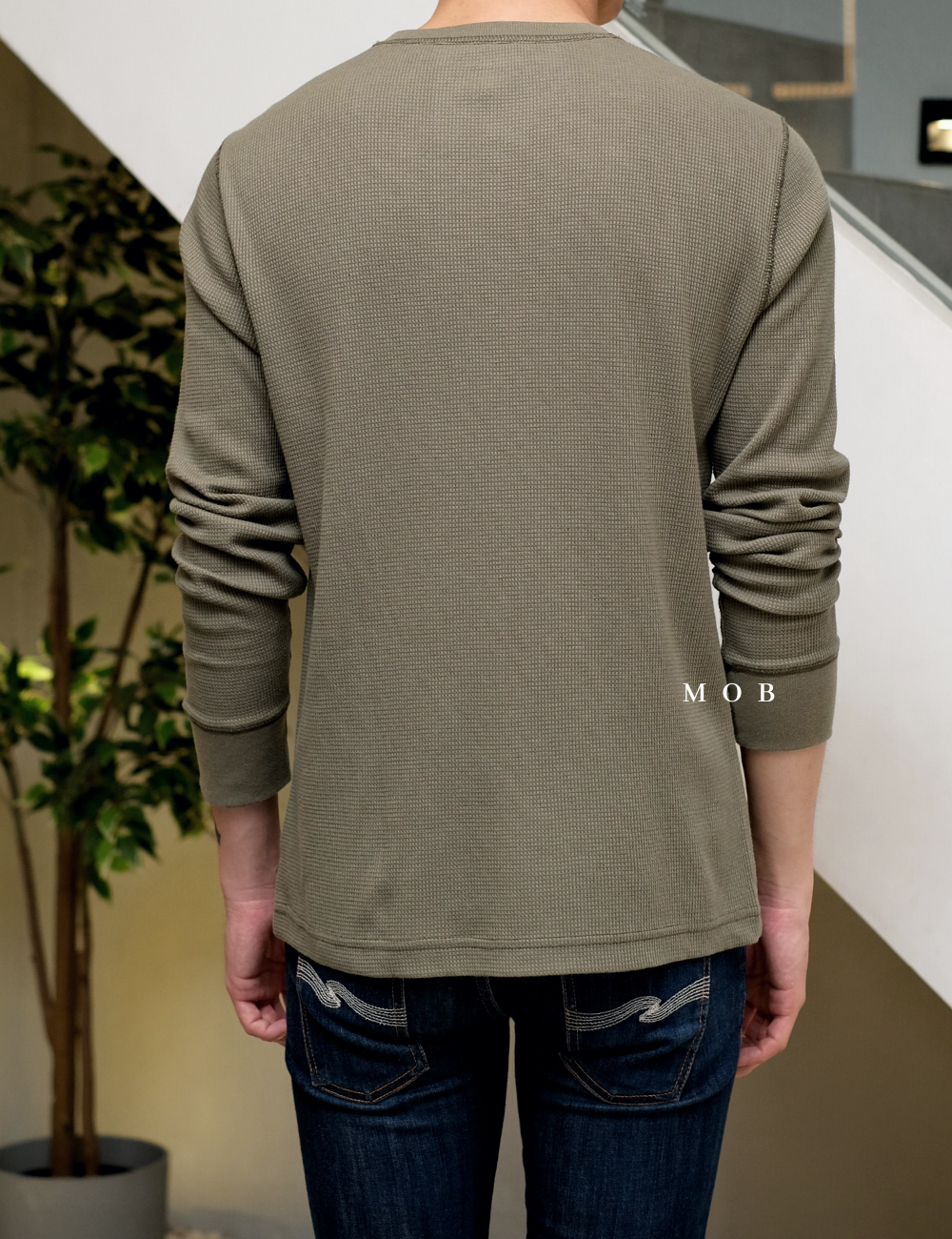 ONLST0902A Waffle Knit Henley Light Olive