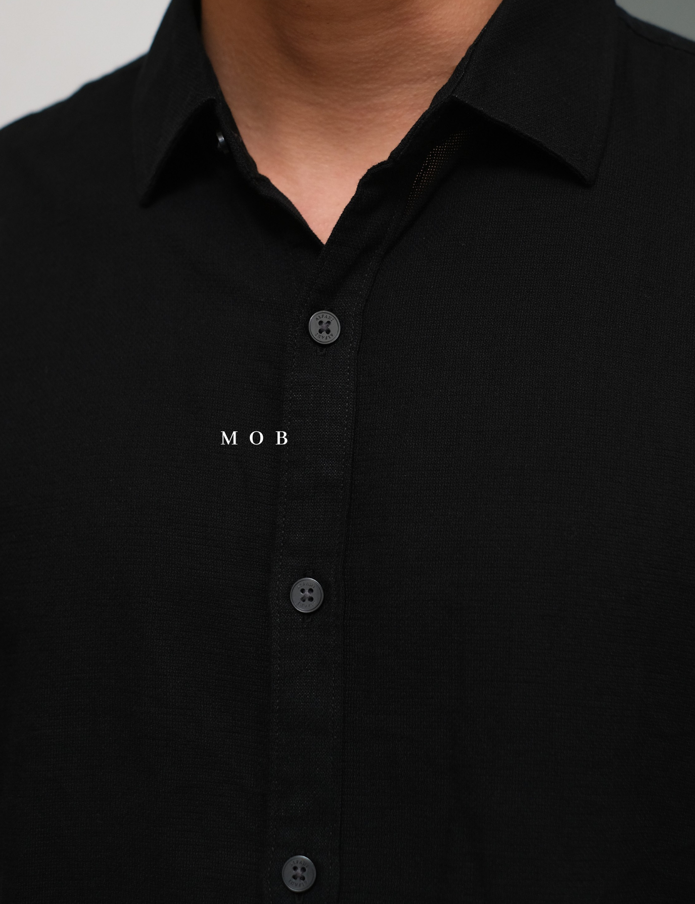 AFSSS01004B Solid Textured SS Shirt Black
