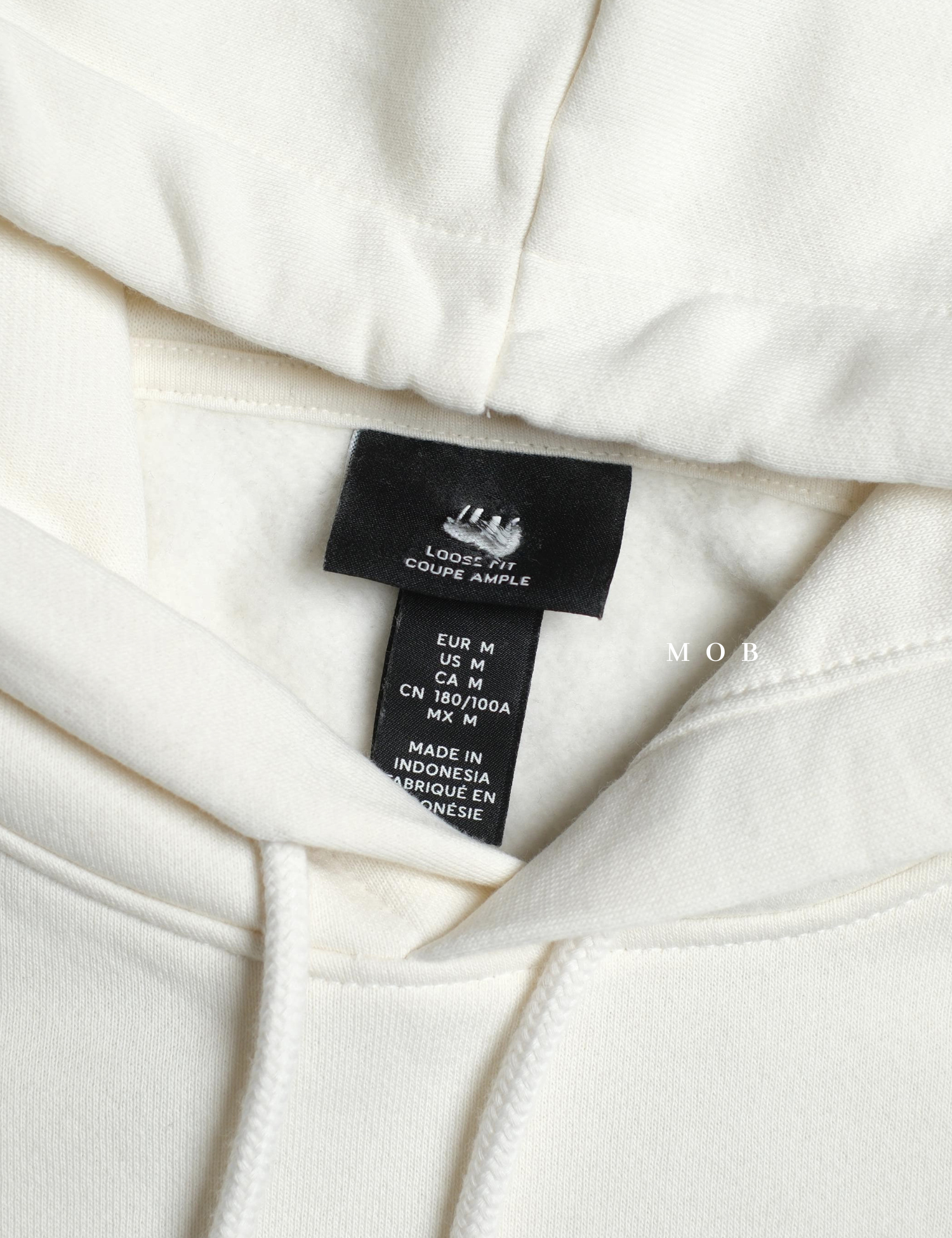 HMHOD04002 Loose Basic Pullover Hoodie Off White (V2)
