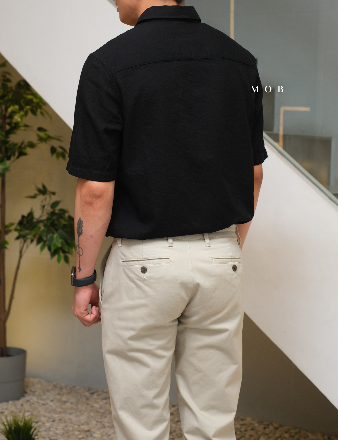 AFSSS01004B Solid Textured SS Shirt Black