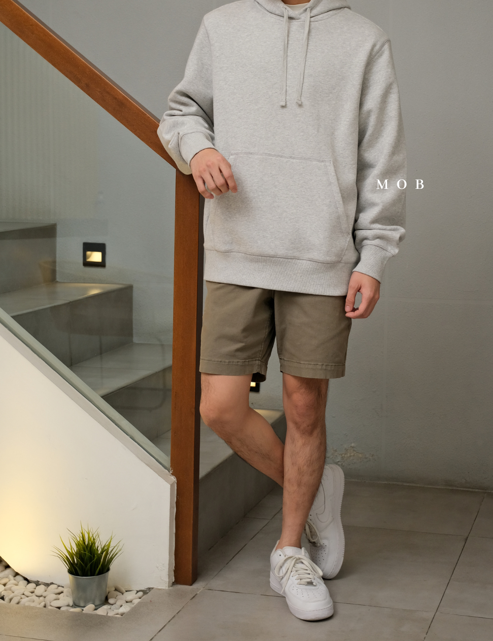 STHOD03004 Pullover Hooded Basic Light Grey 