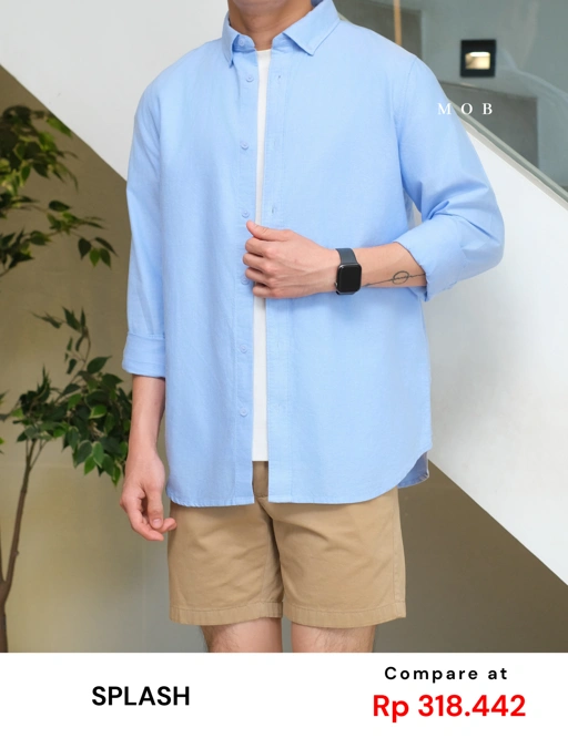 Image of SPLLSS03001 Nature Comfort Button Down Slim LS Shirt Light Blue