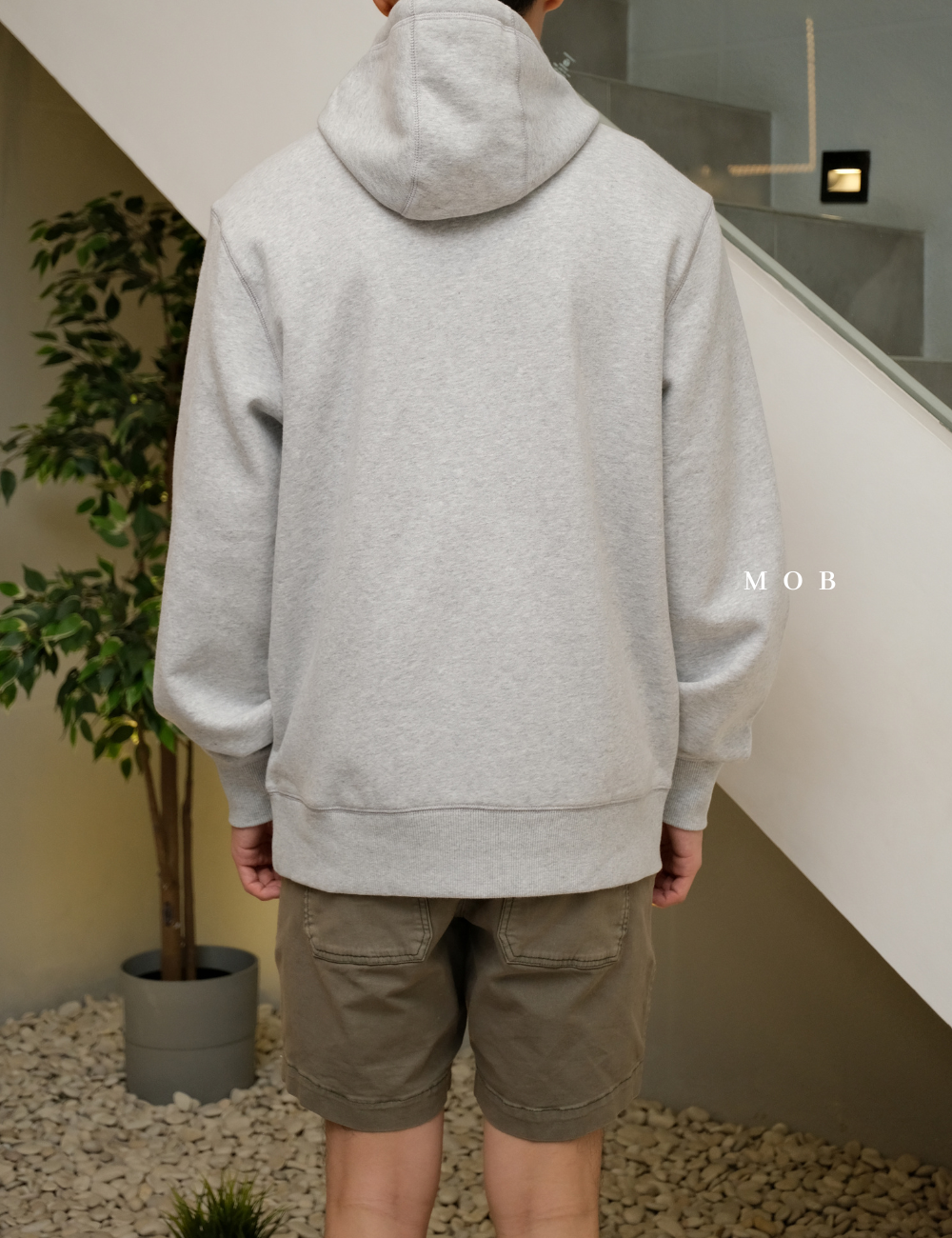 STHOD03004 Pullover Hooded Basic Light Grey 