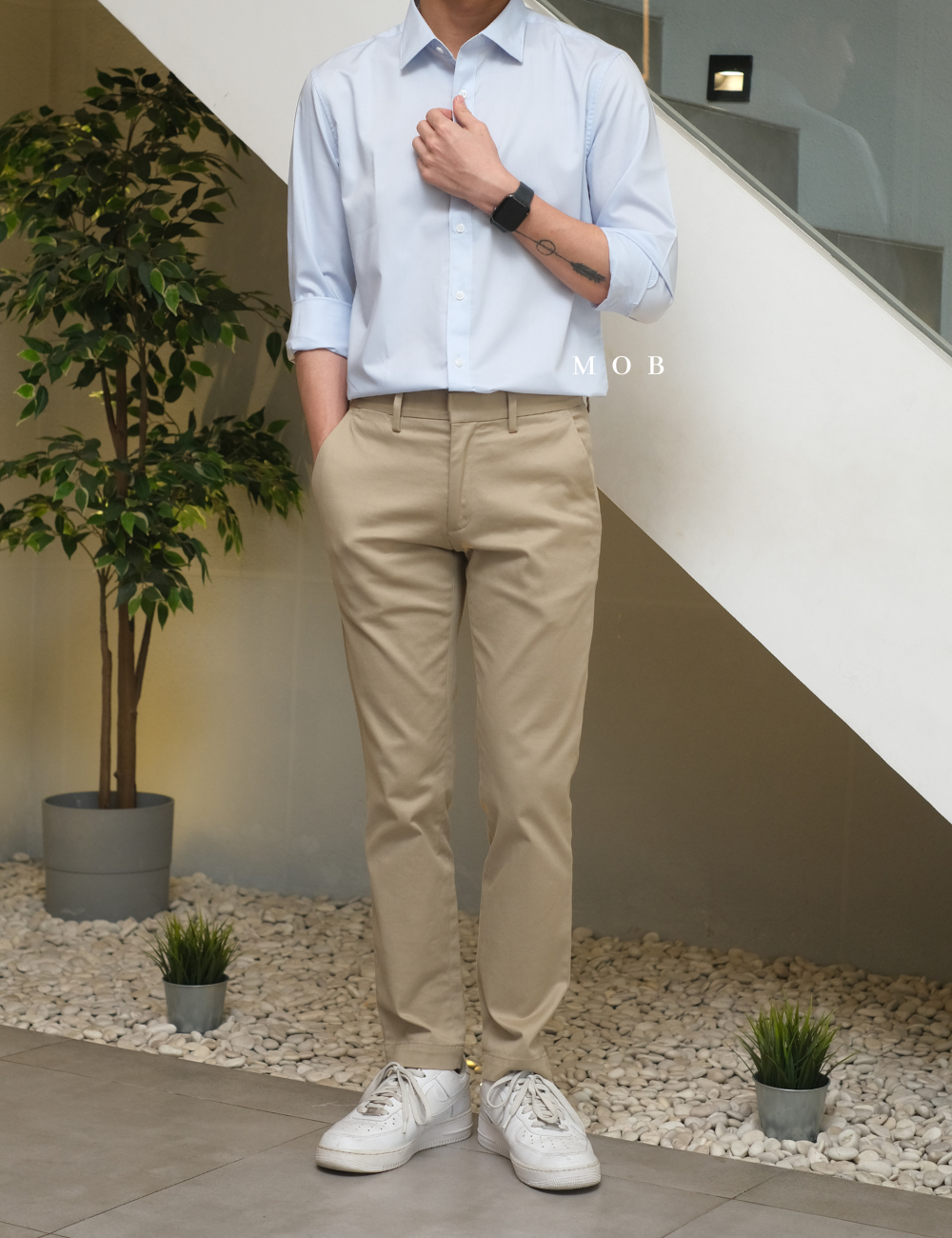 MSTLSS02015 Slim Stretch LS Shirt Light Blue Basic