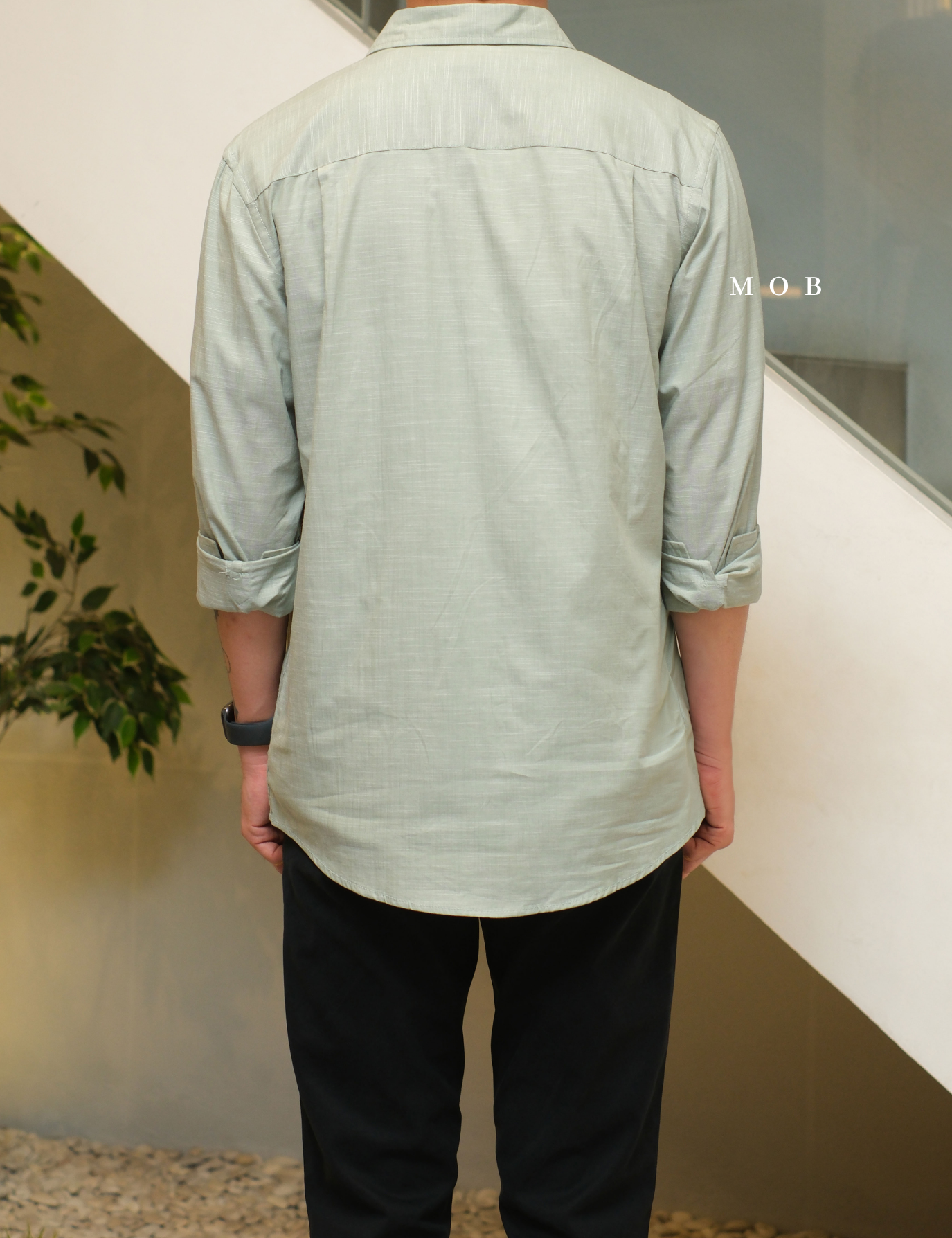 AFLSS01002H Regular Pocket LS Shirt Sage Green Misty