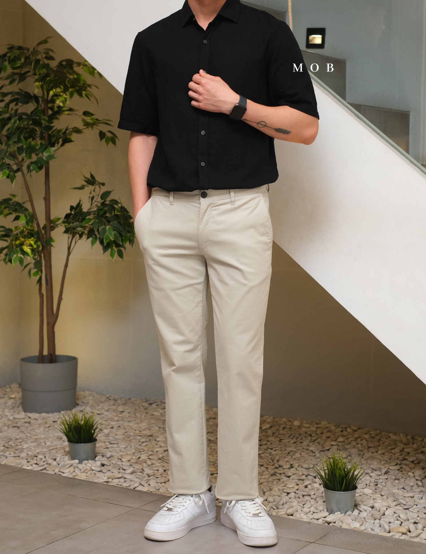 AFSSS01004B Solid Textured SS Shirt Black