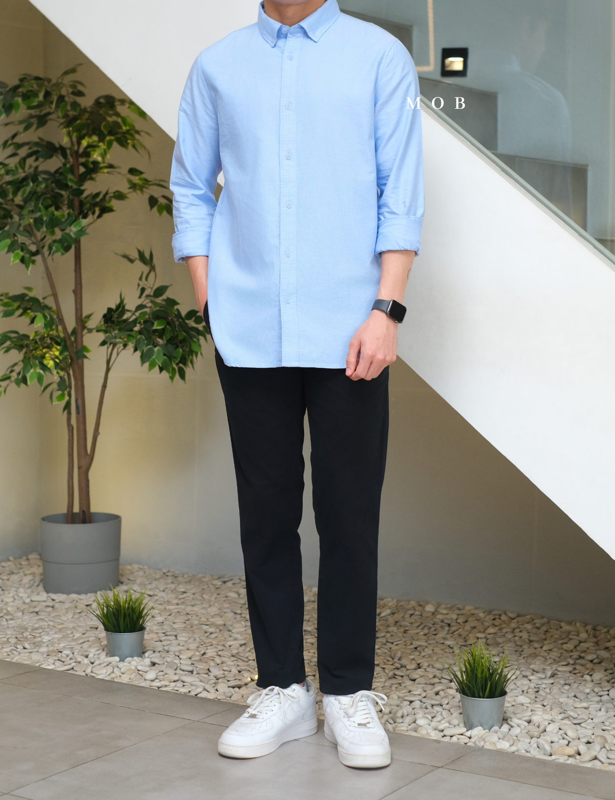 SPLLSS03001 Nature Comfort Button Down Slim LS Shirt Light Blue