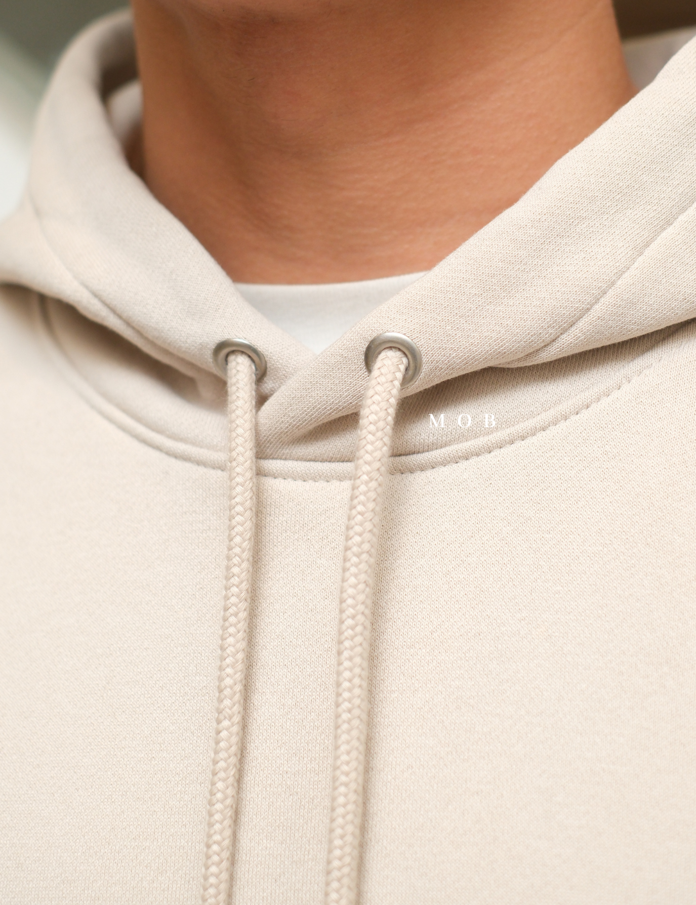 HMHOD04003 Loose Basic Pullover Hoodie Beige (V2)