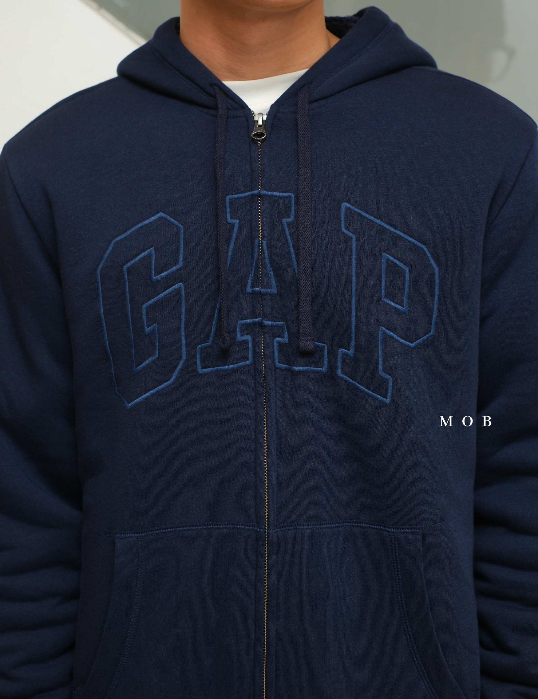 GPFZ02006 Logo Sherpa Lined Full Zip Hoodie Navy