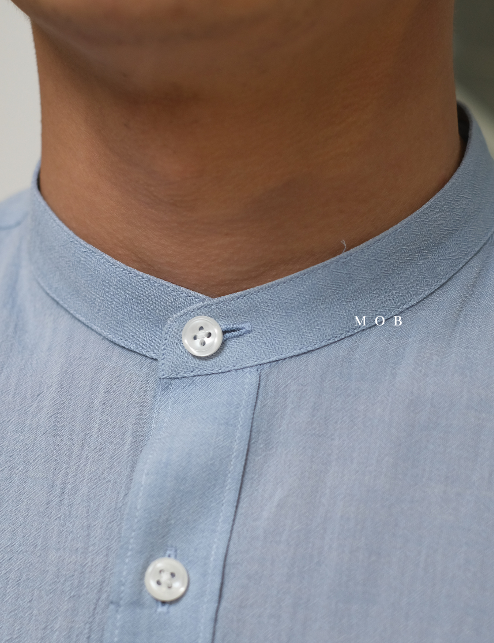 MSTLSS02016 Stand Collar LS Shirt Blue