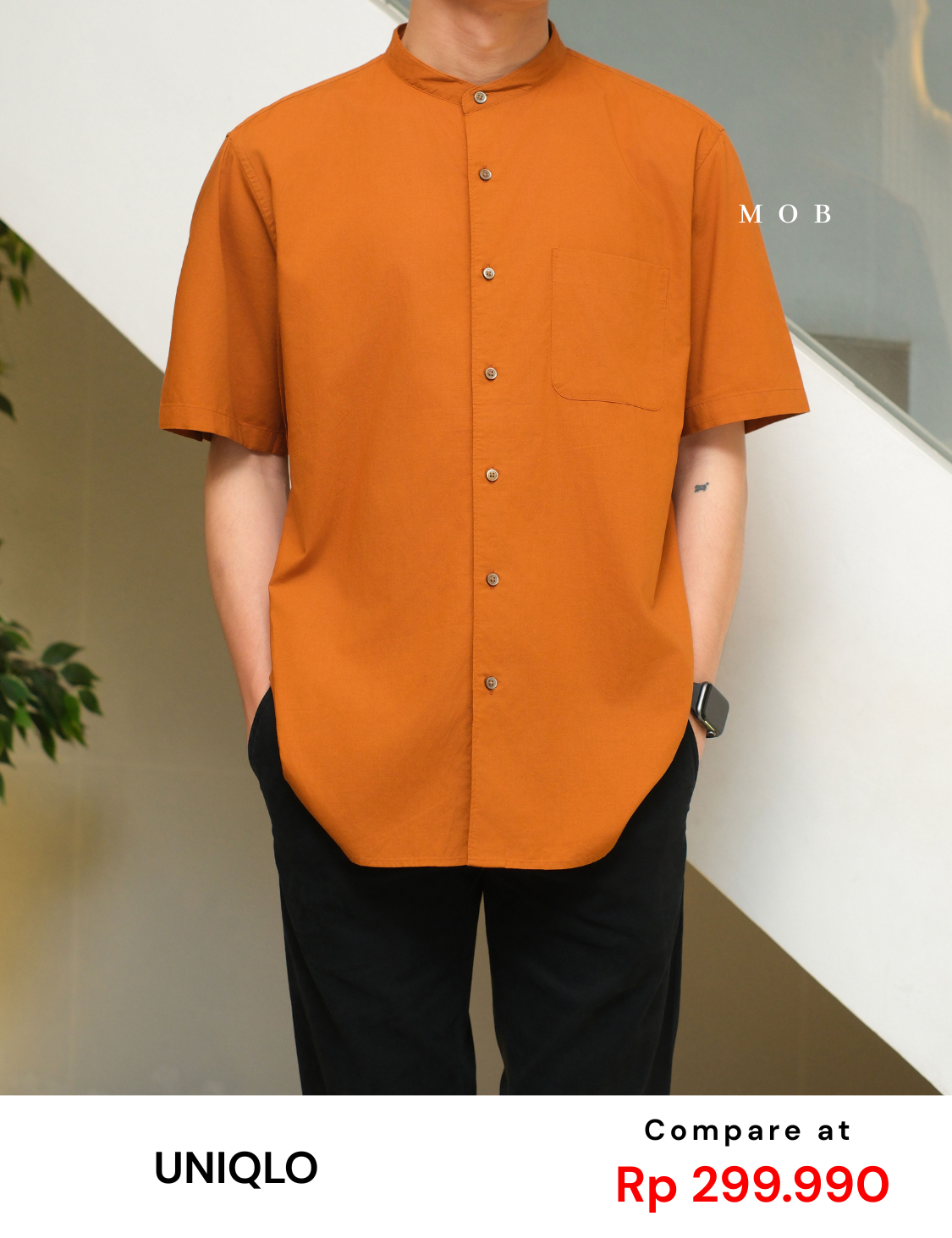 UNQSSS06001D Cotton STAND COLLAR SS Shirt Mustard