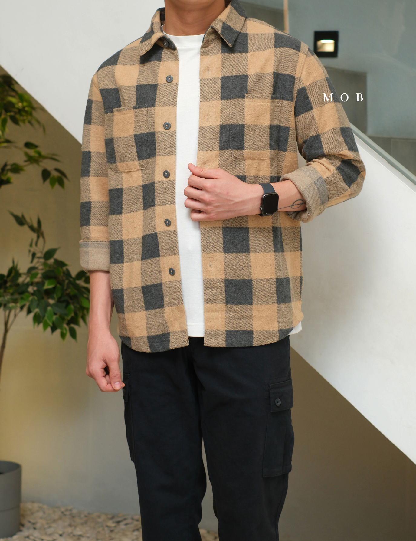 GFLSS02001 Flannel Shirt Jacket Bronze Plaid