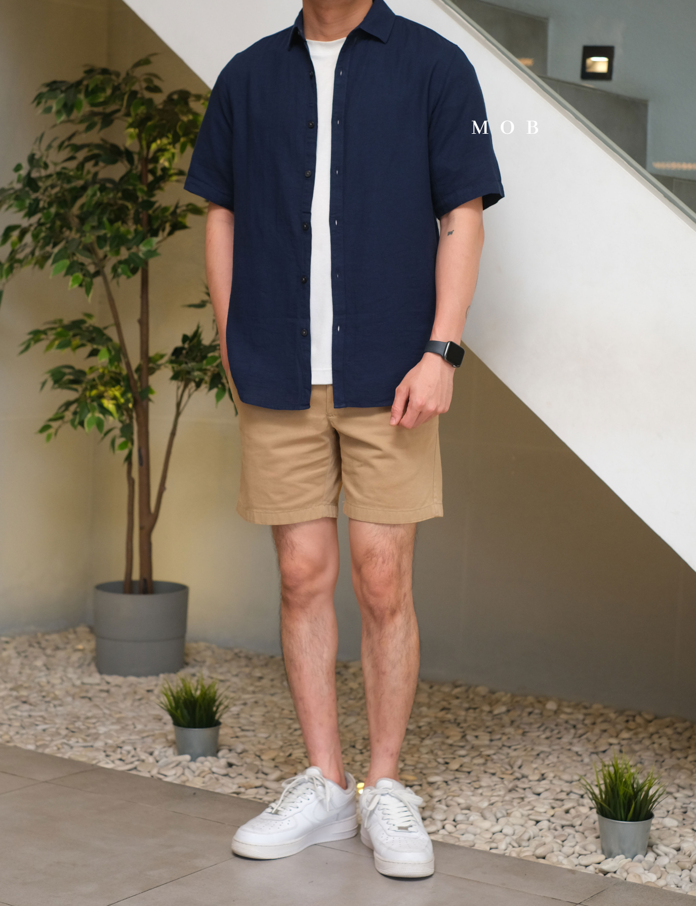 AFSSS01004C Solid Textured SS Shirt Navy