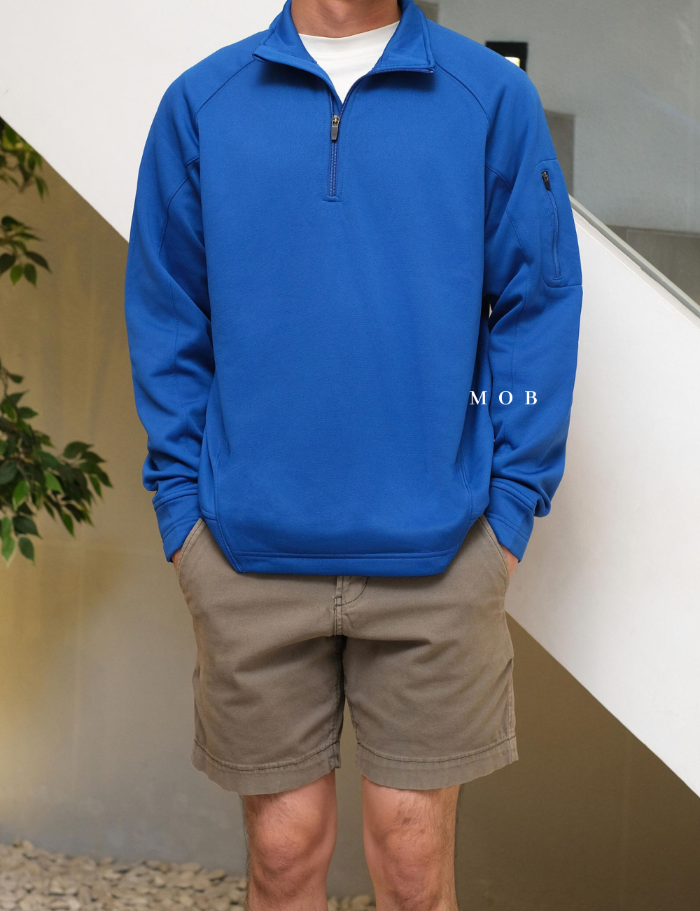 STSW04002 Basic Quarter Zip Sweatshirt Blue