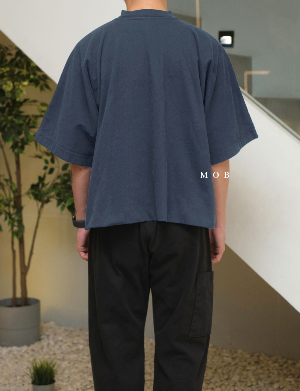 YZSST01002 Boxy 3/4 Tee Blue Wash