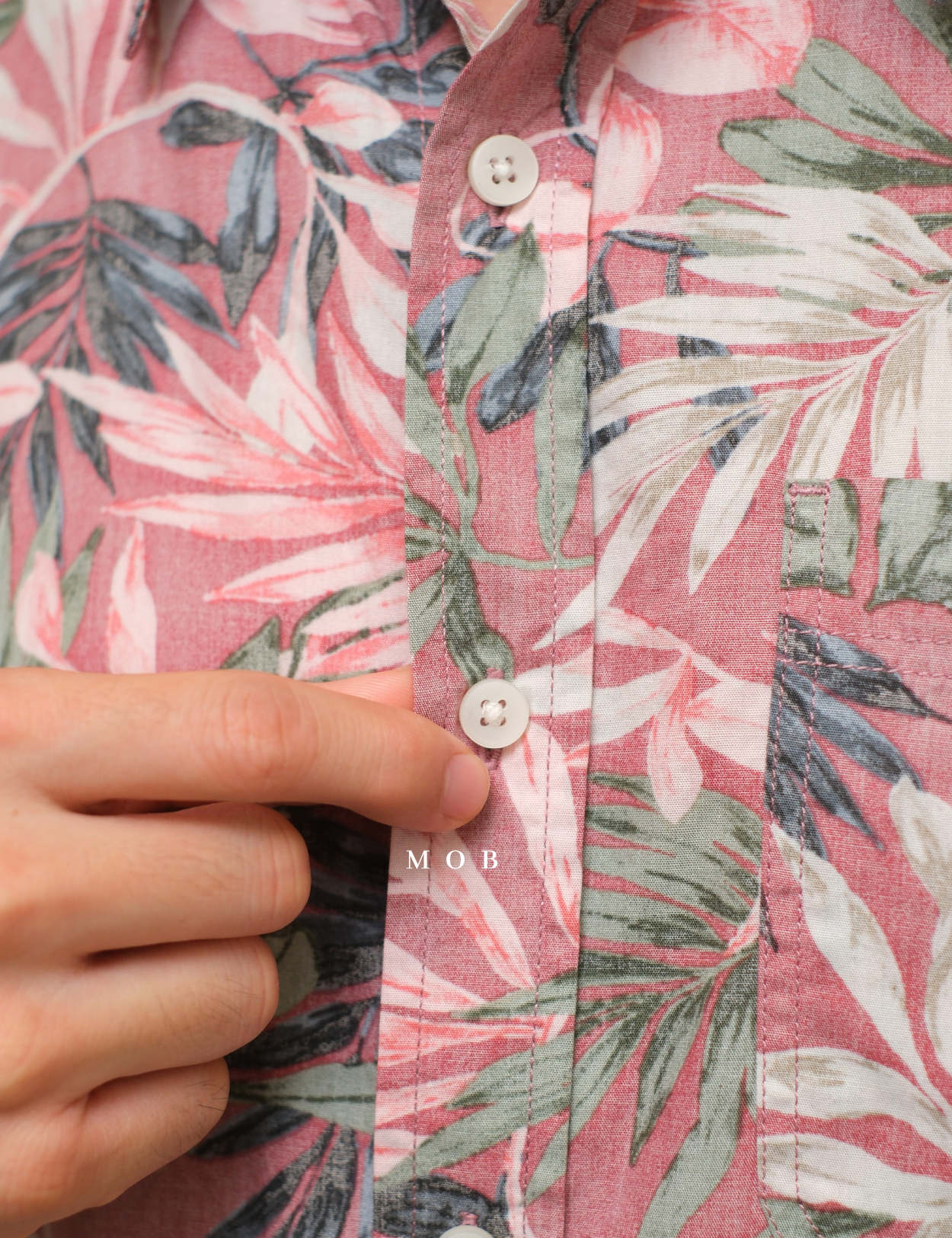 SUNSSS01002 Hans Tropical Floral SS Shirt Coral