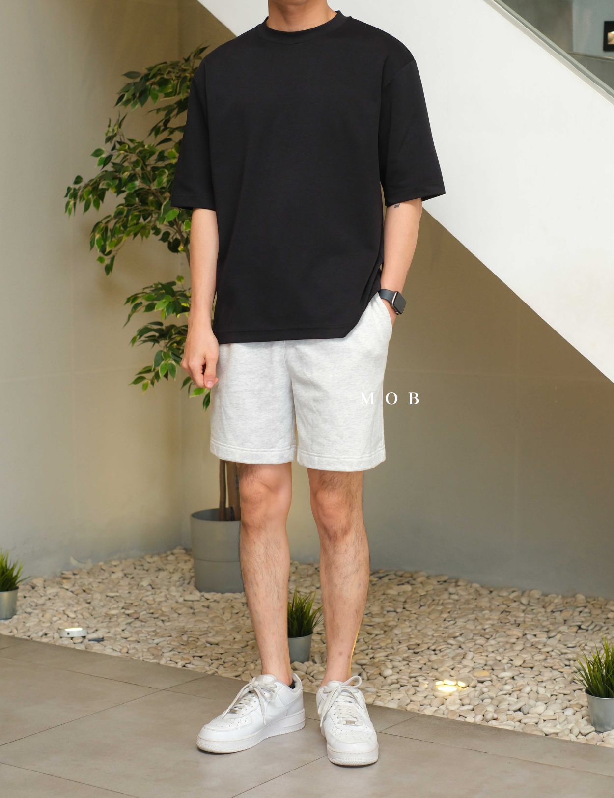 MODSR01001B Regular Pull On Track Shorts Grey Misty